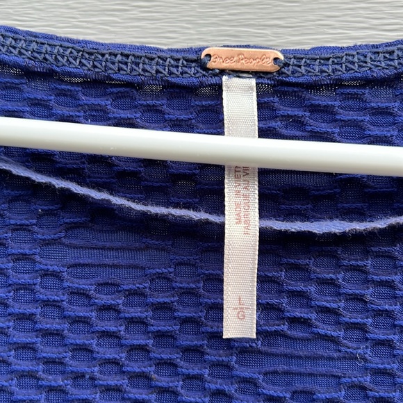 Free People | Penny Top Faux Wrap in Ink Blue Long Sleeve size Large - Picture 3 of 6